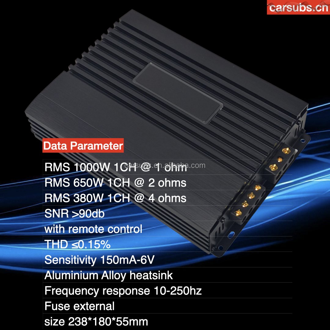 Car SPL Subwoofers Amplifier RMS 1000W Strong Bass Subwoofer Amplifier Peak 2000W Max 1ohm Class D Car Amplifier Monoblock